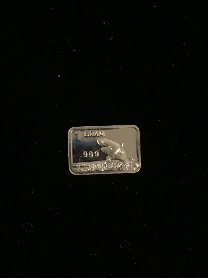 1 Gram .999 Fine Silver Great White Shark Bullion Bar