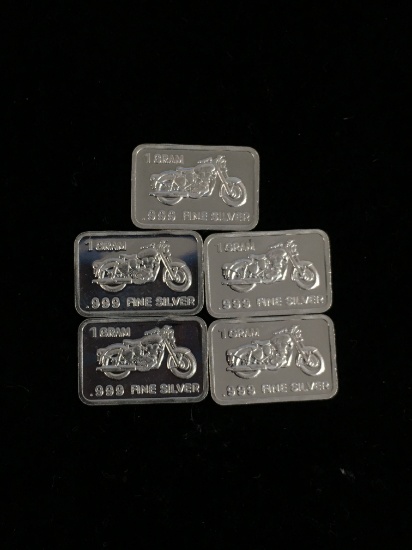 1 Gram .999 Fine Silver Harley Motorcycle Bullion Bar