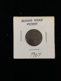 1907 United States Indian Head Cent Penny Coin