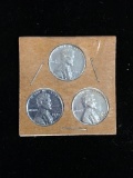 3 Count Lot 1943 United States Steel Pennies - 1943-P, 1943-D, 1943-S