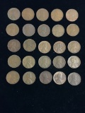 25 Count Lot of United States Lincoln Cent Wheat Pennies - Unresearched
