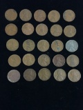 25 Count Lot of United States Lincoln Cent Wheat Pennies - Unresearched