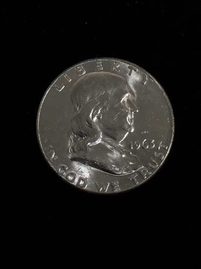 1963 United States Franklin Silver Half Dollar - 90% Silver Coin - Gem BU Uncirculated