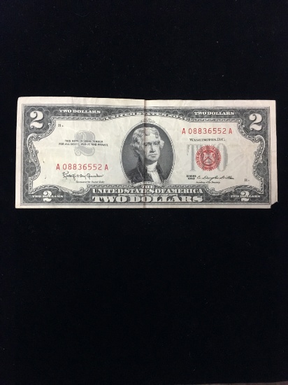 1963 United States $2 Red Seal Bill Currency Note