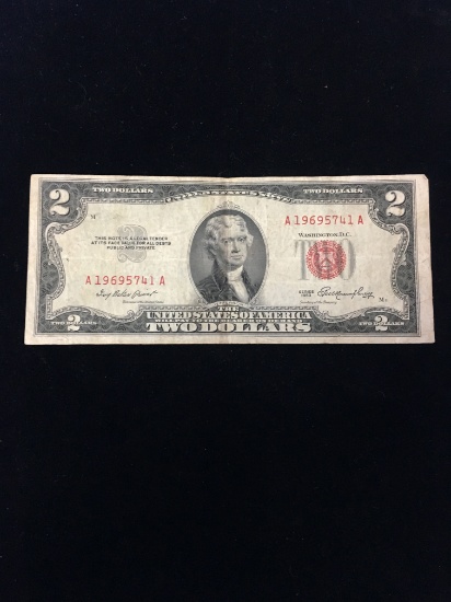 1953 United States $2 Red Seal Bill Currency Note