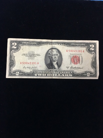 1953-A United States $2 Red Seal Bill Currency Note
