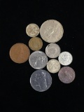 10 Count Lot of Vintage Mixed Foreign Coins - Unresearched