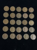 25 Count Lot United States Lincoln Cent Wheat Pennies - Unresearched