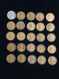 25 Count Lot United States Lincoln Cent Wheat Pennies - Unresearched