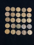 25 Count Lot United States Lincoln Cent Wheat Pennies - Unresearched