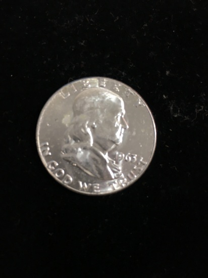 1963 United States Franklin Half Dollar - 90% Silver Coin Uncirculared BU Gem Grade
