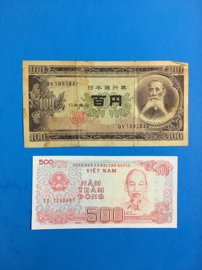 2 Count Lot of Vintage Foreign Currency Bill Notes