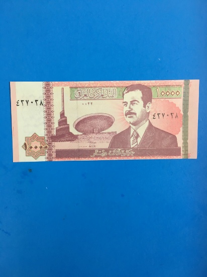 Saddam Hussein Iraq 10,000 Dinars Crisp Currency Bill Note