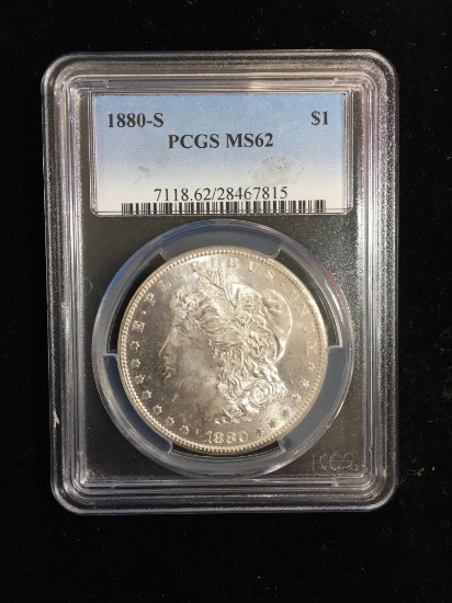 PCGS Graded 1880-S United States Morgan Silver Dollar MS62 - 90% Silver Coin