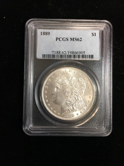 PCGS Graded 1889 United States Morgan Silver Dollar MS62 - 90% Silver Coin