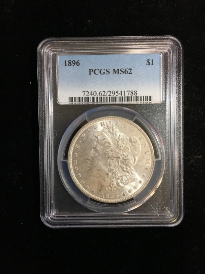 PCGS Graded 1896 United States Morgan Silver Dollar MS62 - 90% Silver Coin