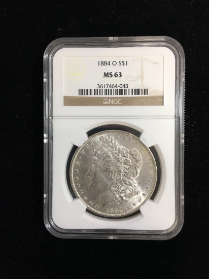 NGC Graded 1884-O United States Morgan Silver Dollar MS63 - 90% Silver Coin