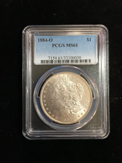 PCGS Graded 1884-O United States Morgan Silver Dollar MS61 - 90% Silver Coin