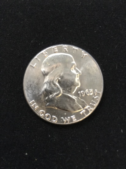 1963-P United States Franklin Silver Half Dollar - 90% Silver Coin - Gem BU Uncirculated