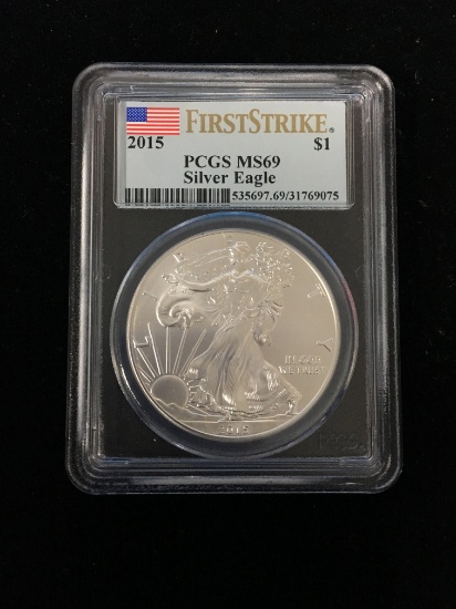 First Strike 2015 U.S. 1 Troy Ounce .999 Fine Silver American Eagle Bullion Coin - PCGS MS69