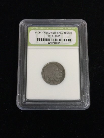 INB Slabbed 1928 United States Indian Head Buffalo Nickel Coin