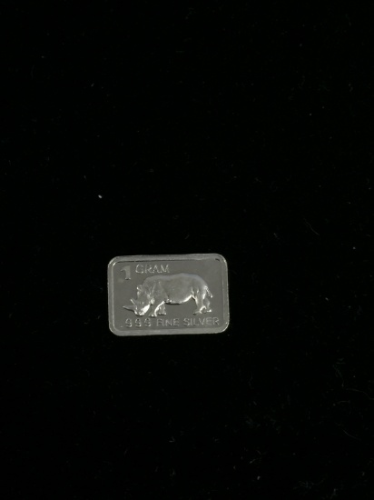 1 Gram .999 Fine Silver Rhinoceros Silver Bullion Bar