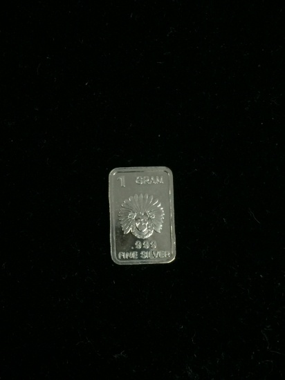 1 Gram .999 Fine Silver Indian Chief Silver Bullion Bar