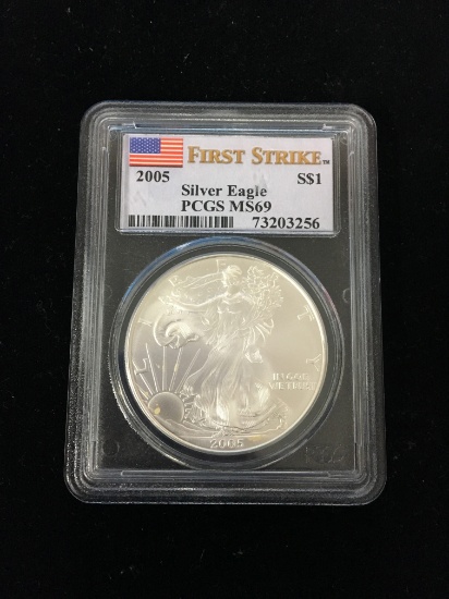 First Strike 2005 U.S. 1 Troy Ounce .999 Fine Silver American Eagle Bullion Coin - PCGS MS69