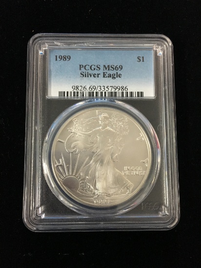 1989 United States 1 Troy Ounce .999 Fine Silver American Eagle Bullion Coin - PCGS MS69