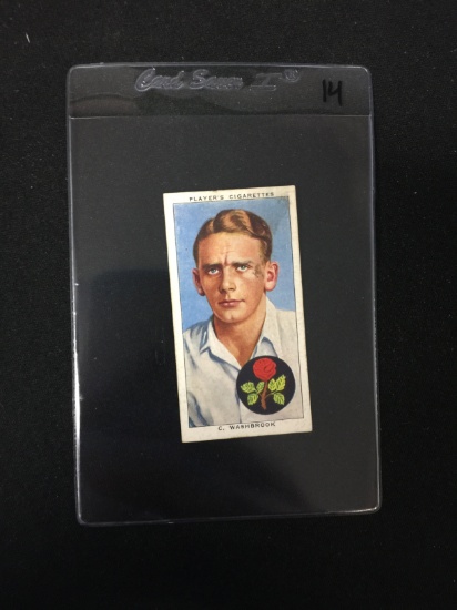 1938 John Player & Sons Cigarettes C. Washbrook Cricketer Antique Tobacco Card