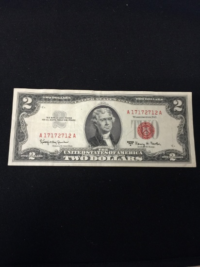 1963-A United States $2 Red Seal Currency Bill Note