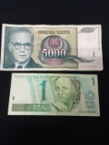 2 Count Lot of Vintage Foreign Currency Bill Notes