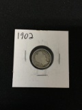 1902 United States Barber Dime - 90% Silver Coin