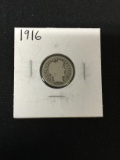 1916 United States Barber Dime - 90% Silver Coin