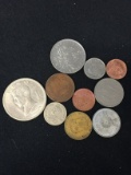 10 Count Lot of Vintage Foreign Coins