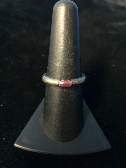 Vintage Sterling Silver & Ruby Ring - Size 7.5