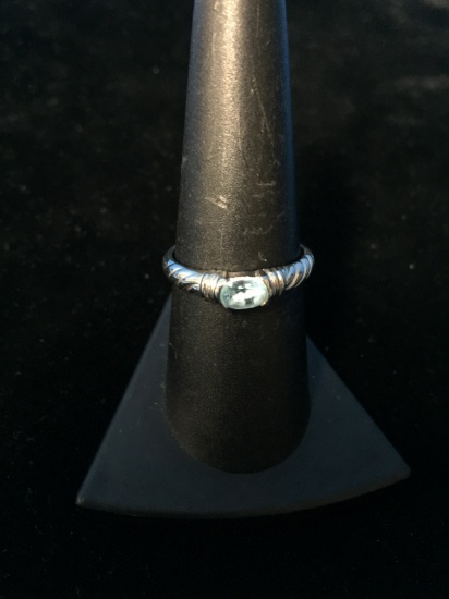 Designer HAN Sterling Silver & Blue Topaz Ring - Size 7.75