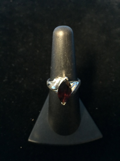 HAN Sterling Silver & Red Garnet Ring - Size 6.75