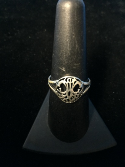 Pierced Sterling Silver Tree Design Ring - Size 7.75