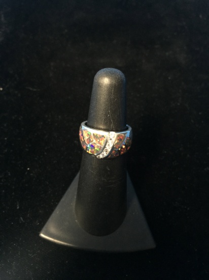 Fire Opal Sterling Silver Ring - Size 5