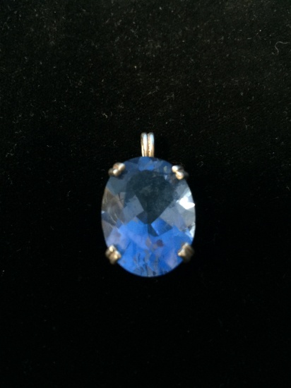 Large Blue Gemstone Sterling Silver Pendant