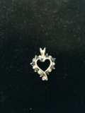 Sapphire & Diamond Sterling Silver Heart Pendant