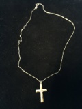 Jesus Sterling Silver Rosary Cross Pendant W/ 16