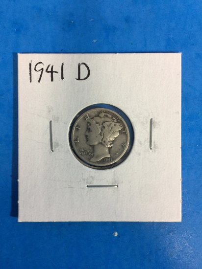 1941-D United States Mercury Dime - 90% Silver Coin