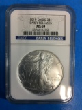 NGC Graded Early Releases MS69 2010 American Silver Eagle 1 Ounce Silver Round