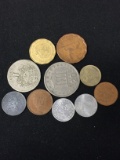 10 Count Lot of Vintage Foreign Coins