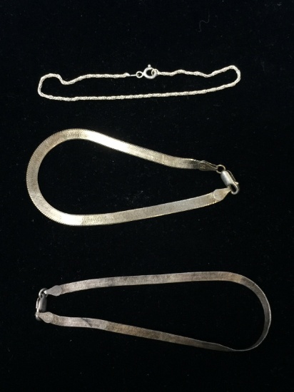 3 Sterling Silver Chain Bracelets