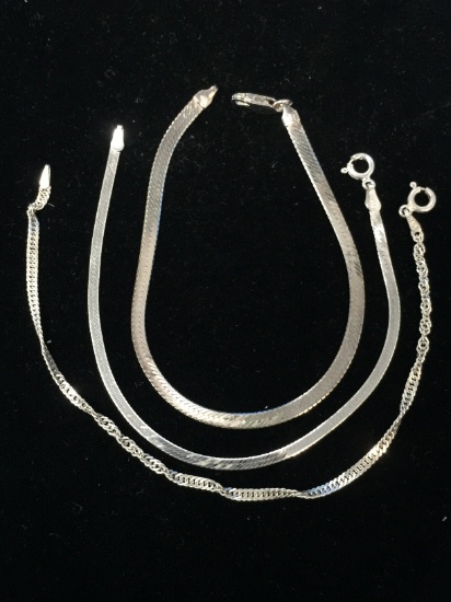 3 Sterling Silver Chain Bracelets