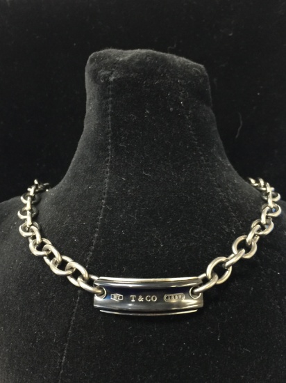 Tiffany & Co. 1837 Sterling Silver & Titanium 20" Chain Necklace