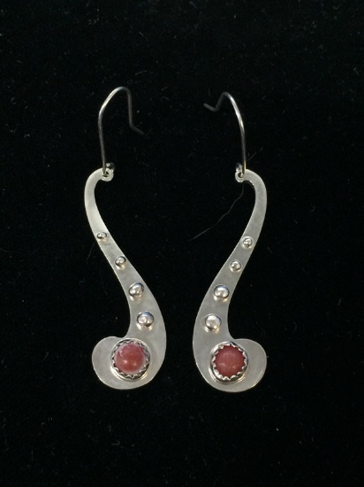 Old Pawn Sterling Silver & Red Coral Earrings